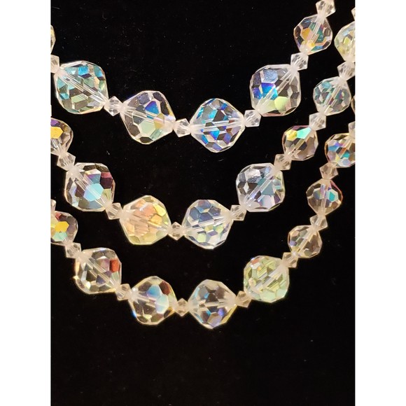 Vintage Vendome Triple Strand Aurora Borealis Crystal Beads In Original Box - Picture 2 of 10